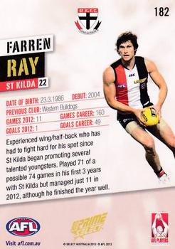 2013 Select Prime AFL #182 Farren Ray Back